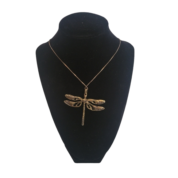 BEAUTIFUL DRAGONFLY NECKLACE BEJEWELED UNMARKED BLUE COLORS 2" PENDANT - Picture 10 of 10